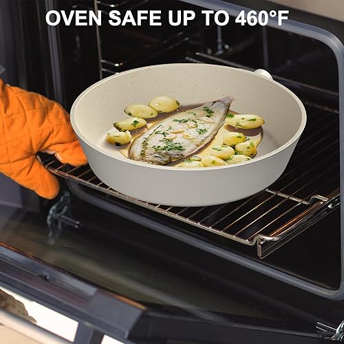 Miniatura 6 de imarku Sartén antiadherente, sartenes de 9.5 pulgadas, sin PFOA, sartenes profesionales con asas desmontables, compatibles con todas las estufas,