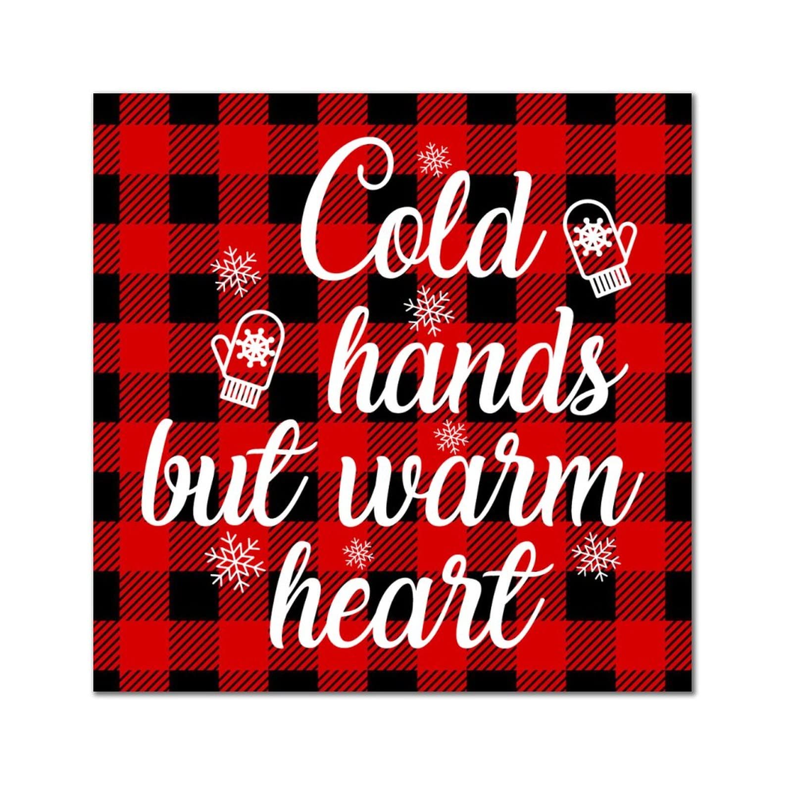 Plaque murale en bois rétro décorative Cold Hands 35x35 cm - 7