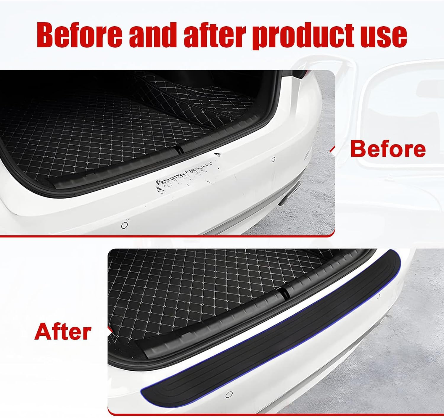 Car Rear Bumper Protector Guard for Audi A8 D4/4H 2010 2011 2012 2013 2014 2015 2016 2017 Trunk Door Entry Guards Scratch Resistant Trunk Exterior Accessorie,Black-7 * 90cm