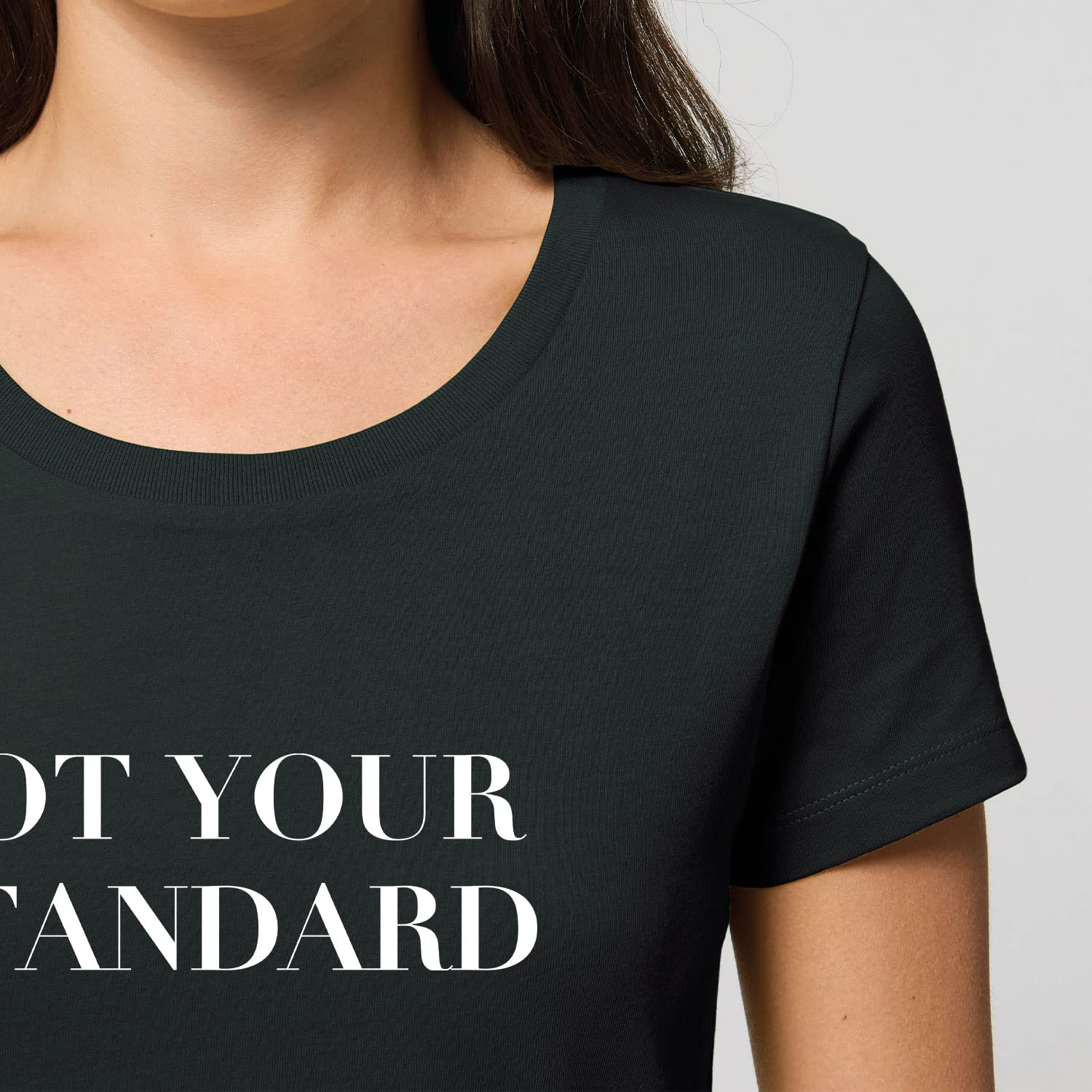 Damski T-Shirt Expresser - Not Your Standard - Sportowy styl Street-Style Basic T-Shirt z bawełny organicznej na wiosnę i lato, czarny, S