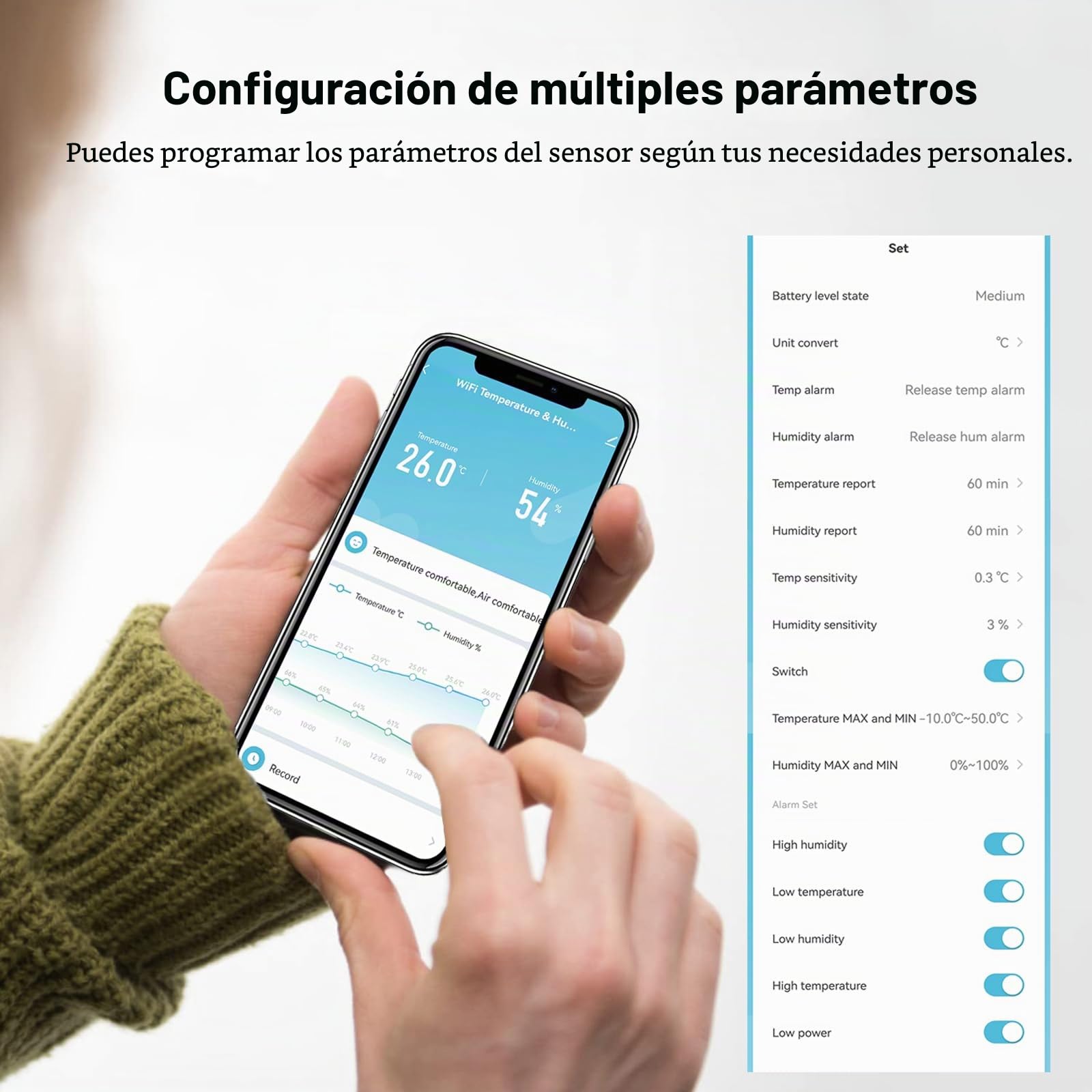 WiFi Termómetro Higrómetro interiores, Medidor Inteligente Temperatura y humedad para Invernaderos,bodegas de vino,sótanos,monitor remoto,alerta notificación,almacenamiento y exportación de datos.4PCS