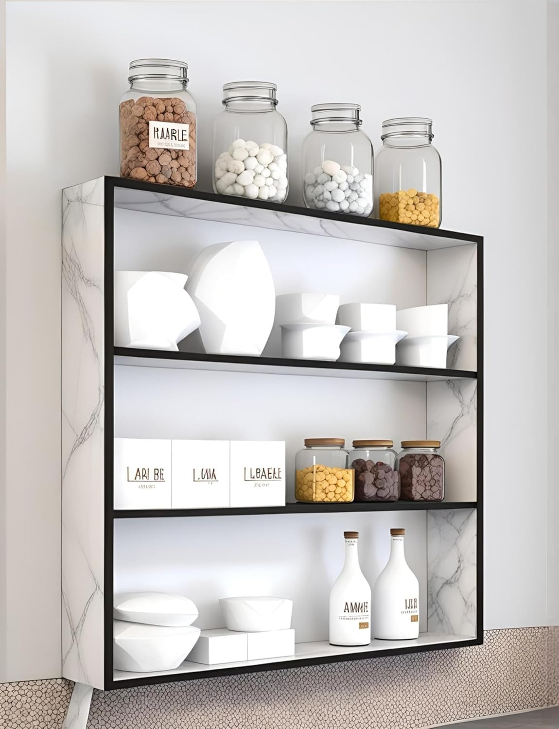 Marbel Texture Design Wooden hanging kitchen storage cabinet wooden tall kitchen storage cabinet wooden kitchen storage cabinet wooden wall mount-image-19