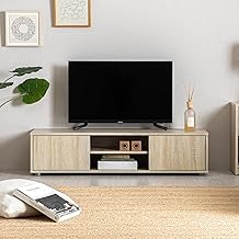 Modern Deco TV Stand, Fits Sizes 32-50 TV, 47.2 x 13.8 x 11.6 inches (120 x 35 x 29.5 cm), Natural Lowboard, Wide, With Storage, Legs Included, Width 47.2 inches (120 cm), Load Capacity 63.9 lbs (29