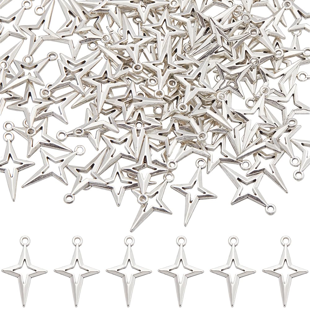 Breloques en forme d'étoile argentée SUNNYCLUE pour création bijoux célestes DIY