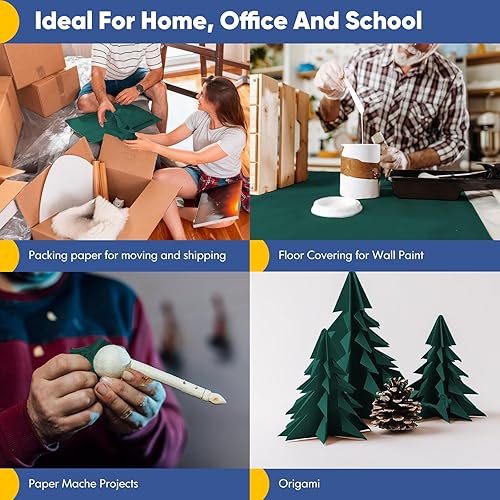 Miniatura 4 de Rollo de papel de regalo verde de 17.5 x 670 pulgadas (56 pies), rollo de papel kraft de color sólido, rollo de papel de regalo de Navidad, ramo de