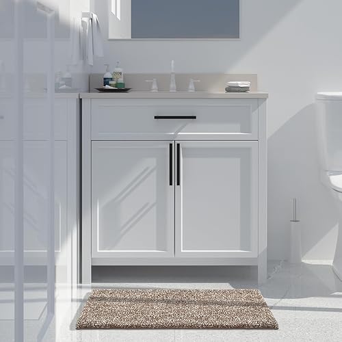 Miniatura 8 de Yimobra Alfombras de baño antideslizantes lavables de 32 x 20 pulgadas, tapete de baño de microfibra suave y absorbente, alfombra decorativa de