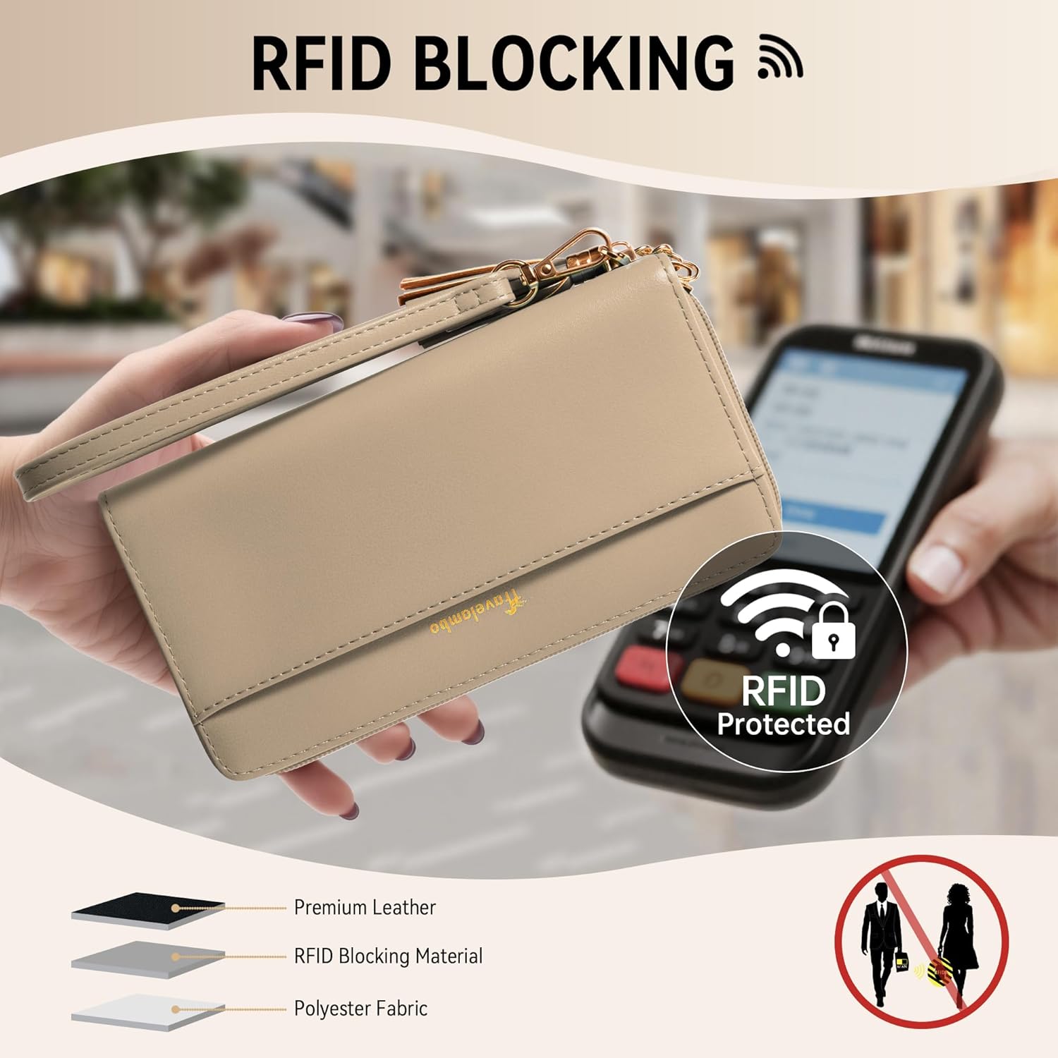 Travelambo Womens Wallet Tassel Bifold Ladies Cluth Wristlet Wrist strap Long Purse - Image 3