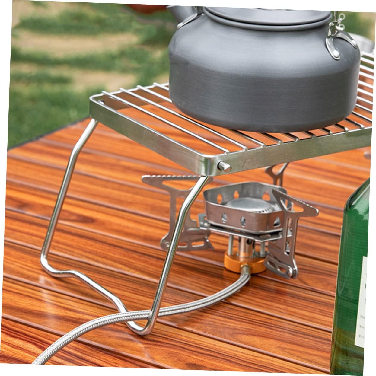 BESPORTBLE Folding Stainless Steel Pot Support Grill Rack Durable Rust Resistant Camping Barbecue Grate for Outdoor Picnic Cooking Portable Stove Head Stand for Bbq and Campfire