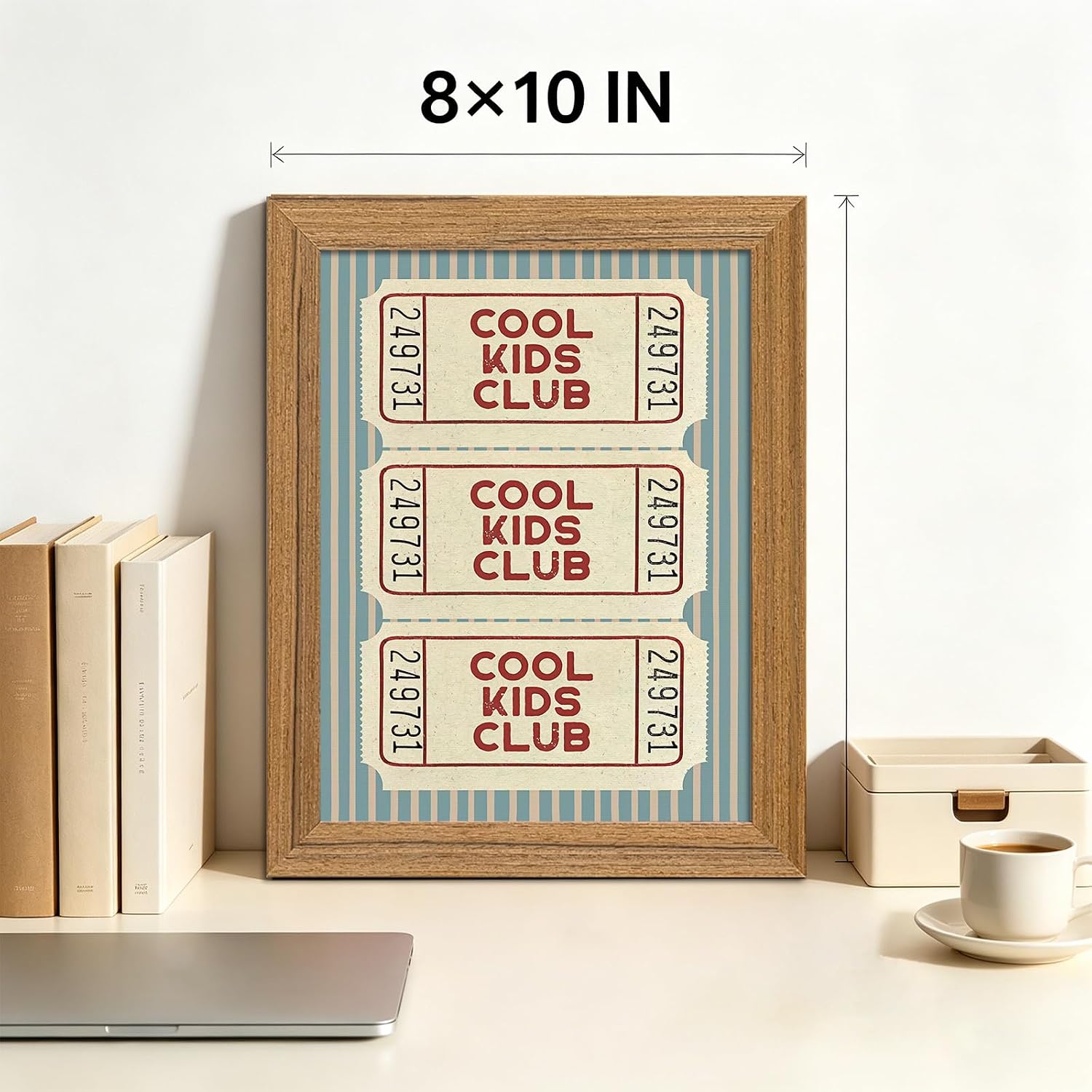 Vintage Framed Wall Art Cool Kids Club Ticket Canvas Print Decor image 3