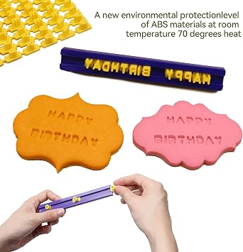 72 Pcs Alphabet Number Cookie Press Letter,Yellow Plastic Cookie Stamp,Baking Mold Fondant Letter Stamps,Alphanumeric Symbol Stamp Tool,DIY Cake Mould,for Clay,Baking Tool Make Any Message Letter