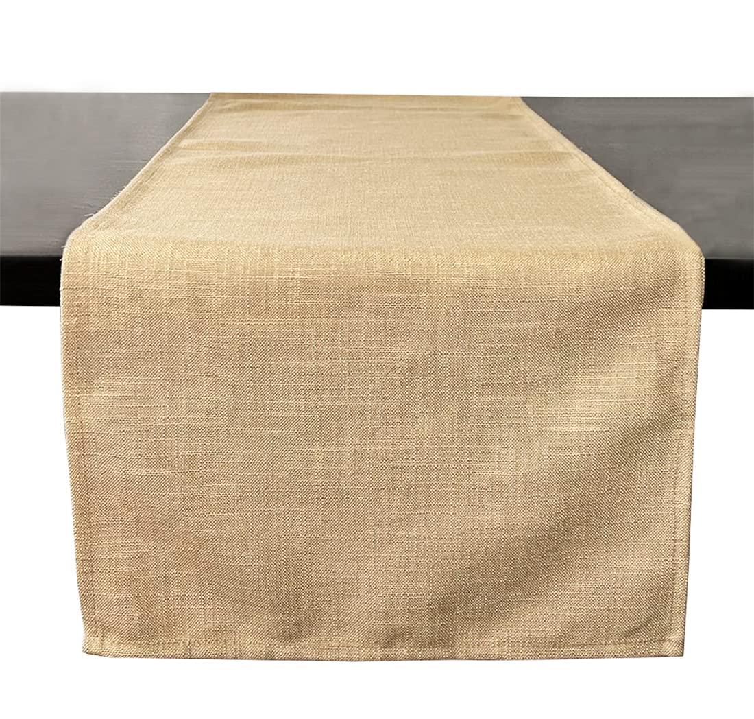 Fennco Styles Everyday Design Solid Color Table Runner 16" W x 54" L - Plain Beige Table Cover for Home, Farmhouse Décor, Banquets, Family Gathering