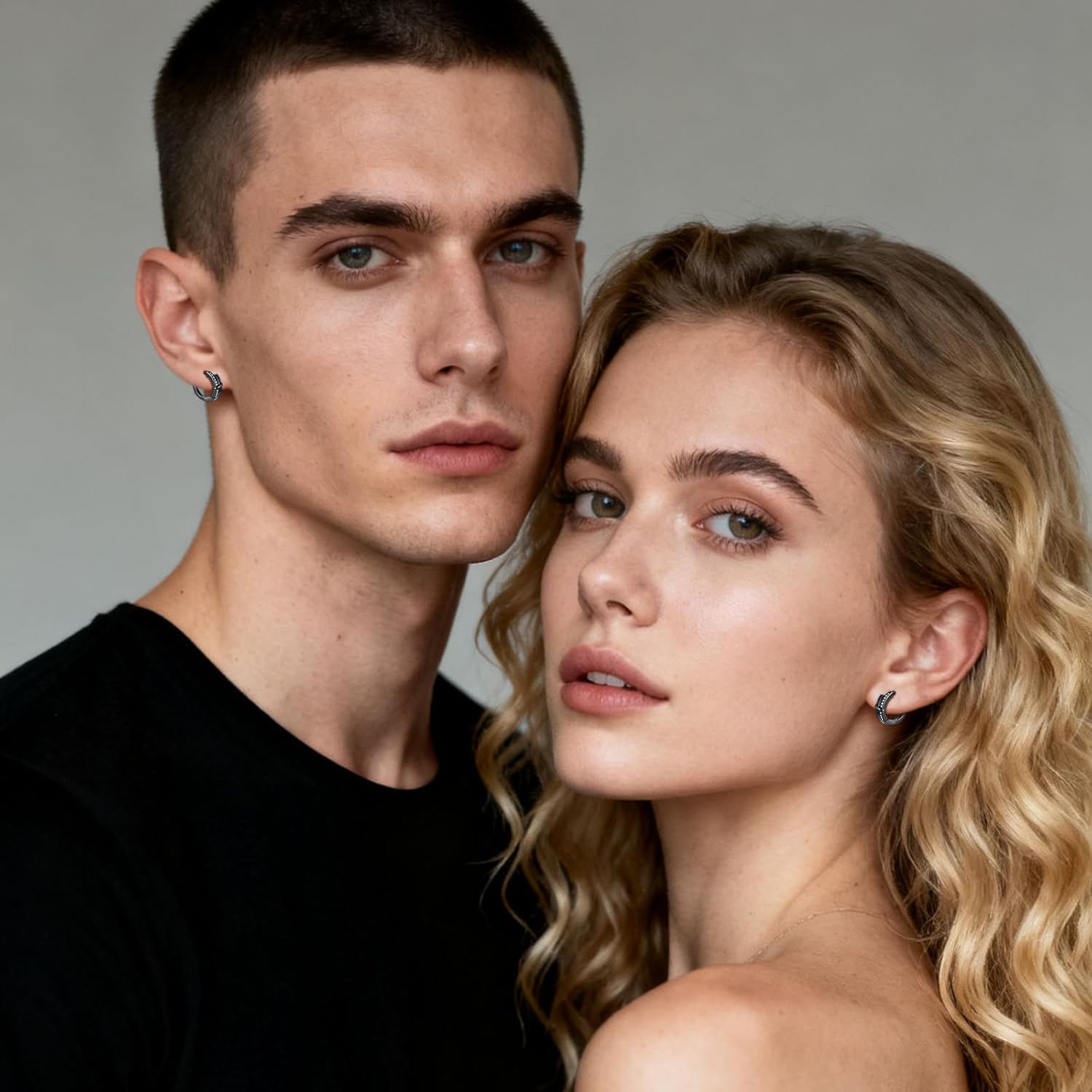 Gothic Hoop Earrings 925 Sterling Silver Black Hoop Earrings Jewelry Birthday Gifts for Men Women - Image 7