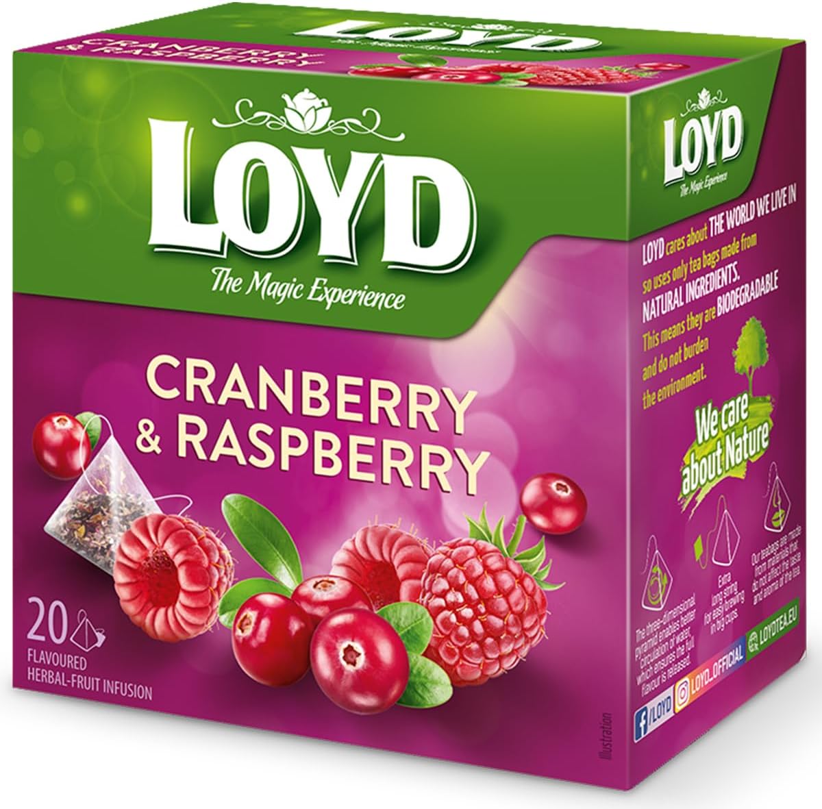 Cranberry & Raspberry Flavoured Herbal-Fruit Tea, 20 Teabags