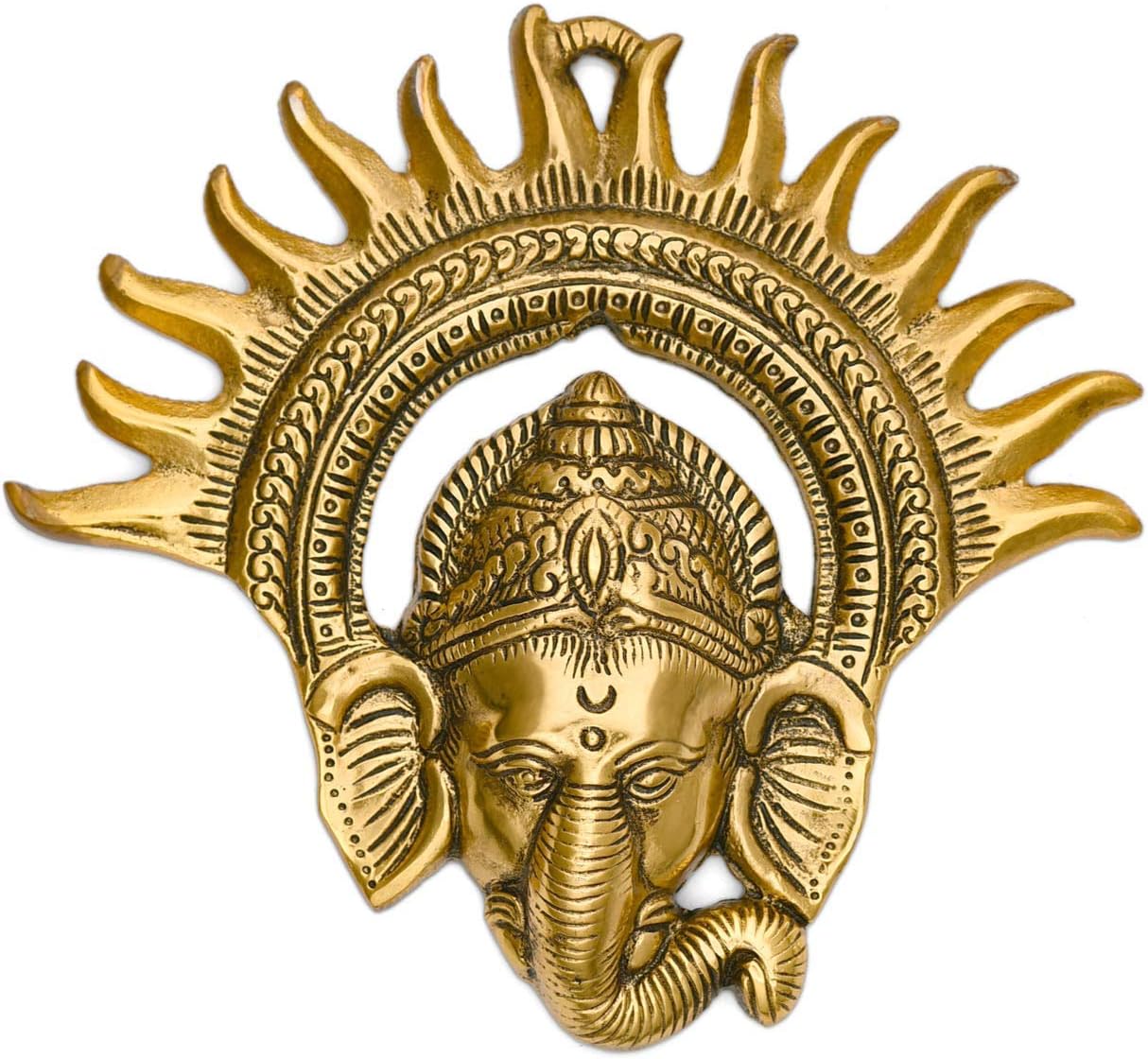 craftvatika Lord Ganesha Leaf Wall Hanging Sculpture God Ganesh Metal