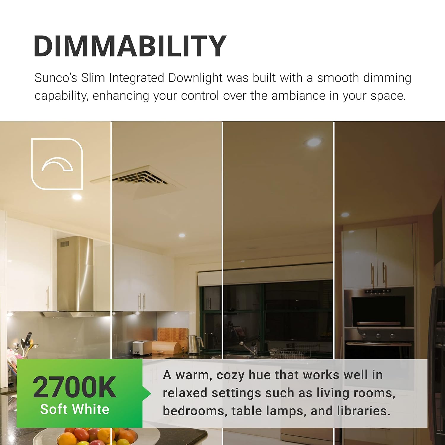 Sunco 4 Pack 4 Inch Ultra Thin LED Recessed Lighting Ceiling Lights Slim, 2700K Soft White, 10W, Damp Rated, Dimmable Canless Integrated Junction Box, ETL Energy Star