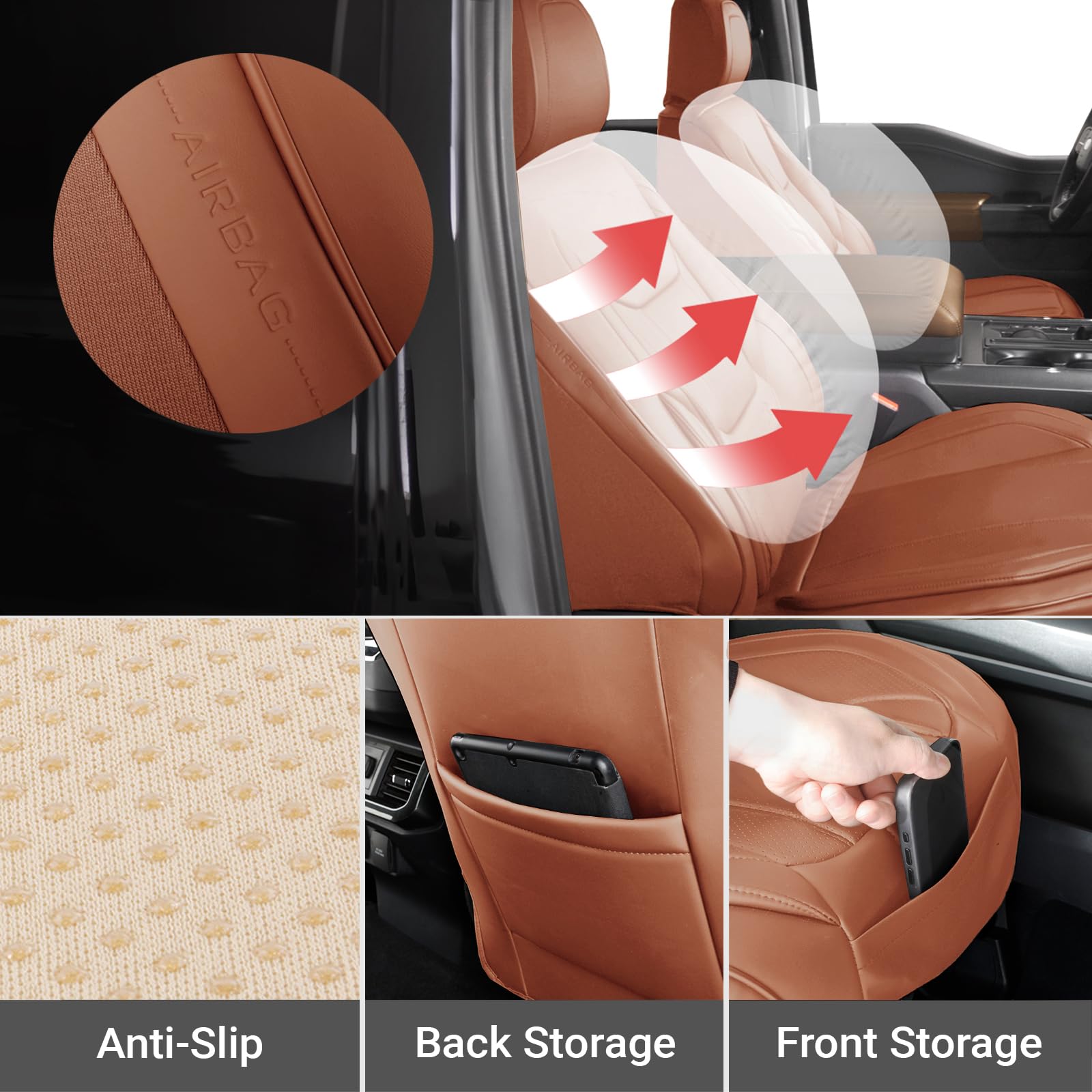Coverland Custom Car Seat Covers For 2011-2019 Ford Explorer - Front Seats, Black Faux Leather, Water Resistant