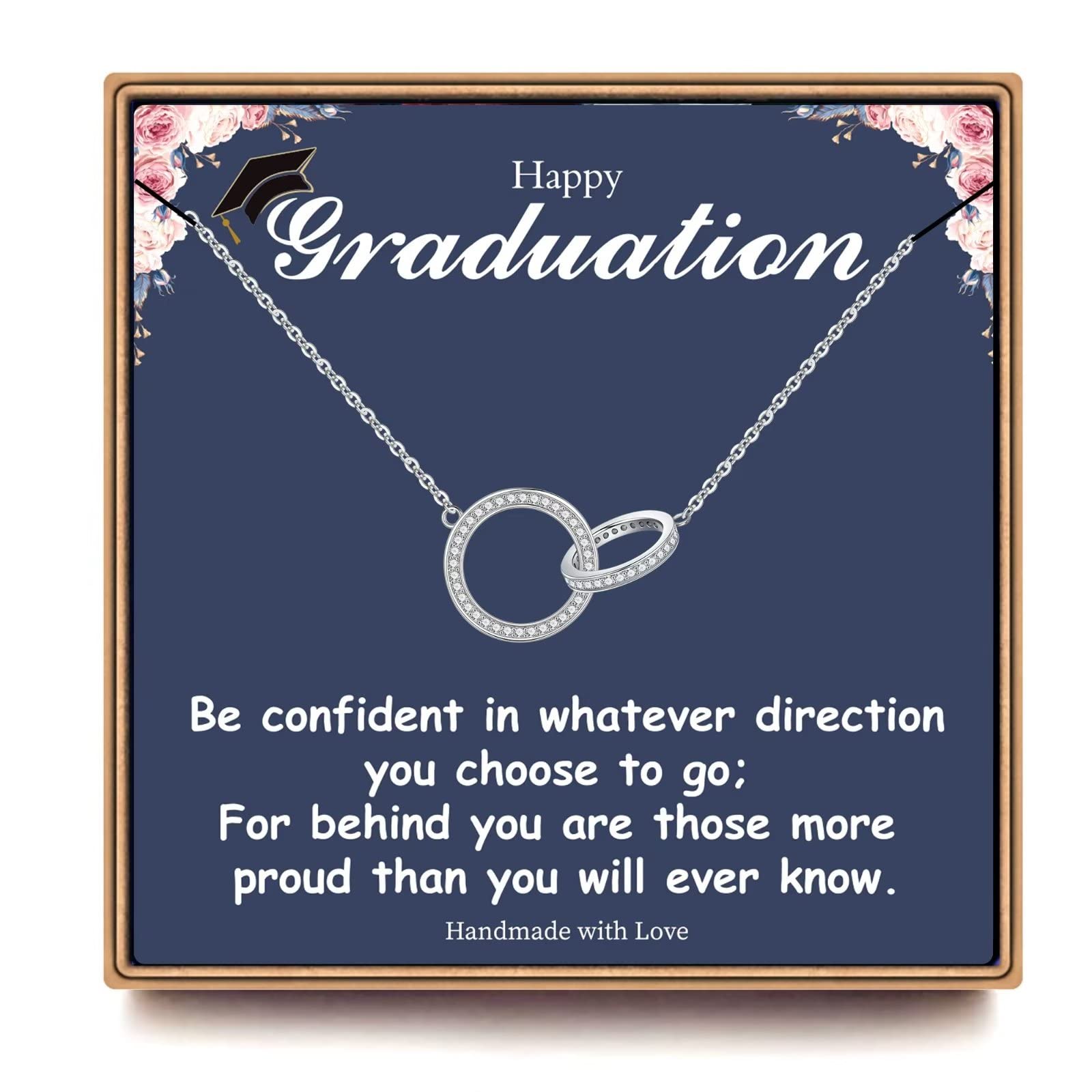 PAERAPAK 2026 Graduation Gifts for Her - Class of 2026 White Gold Plated Graduation Necklace, College School Graduation Necklace Gifts for Her Women