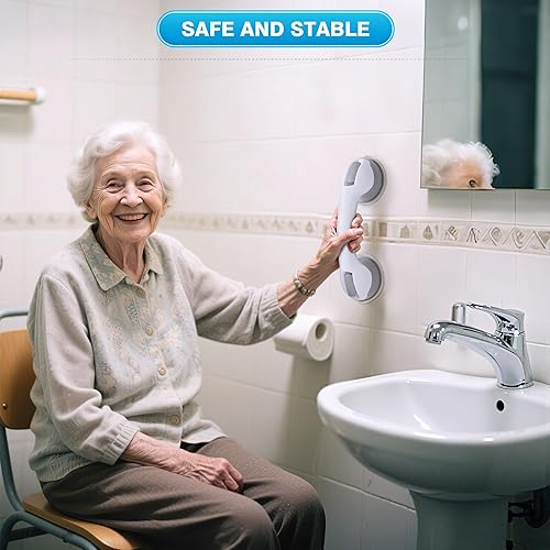 Miniatura 7 de Barras de agarre para bañeras y duchas, barra de agarre de succión resistente, mango de ducha de 12 pulgadas, pasamanos de baño extraíbles para