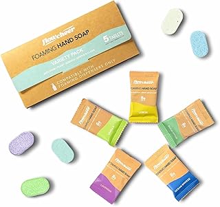Foaming Hand Soap Tablet Refills-5 Sample Pack Hand Wash Tablets, Zero Waste Eco Friendly Cleaning Supplies-Fills 5 X 9 fl oz Refillable Foam Dispenser(45 Fl oz total)