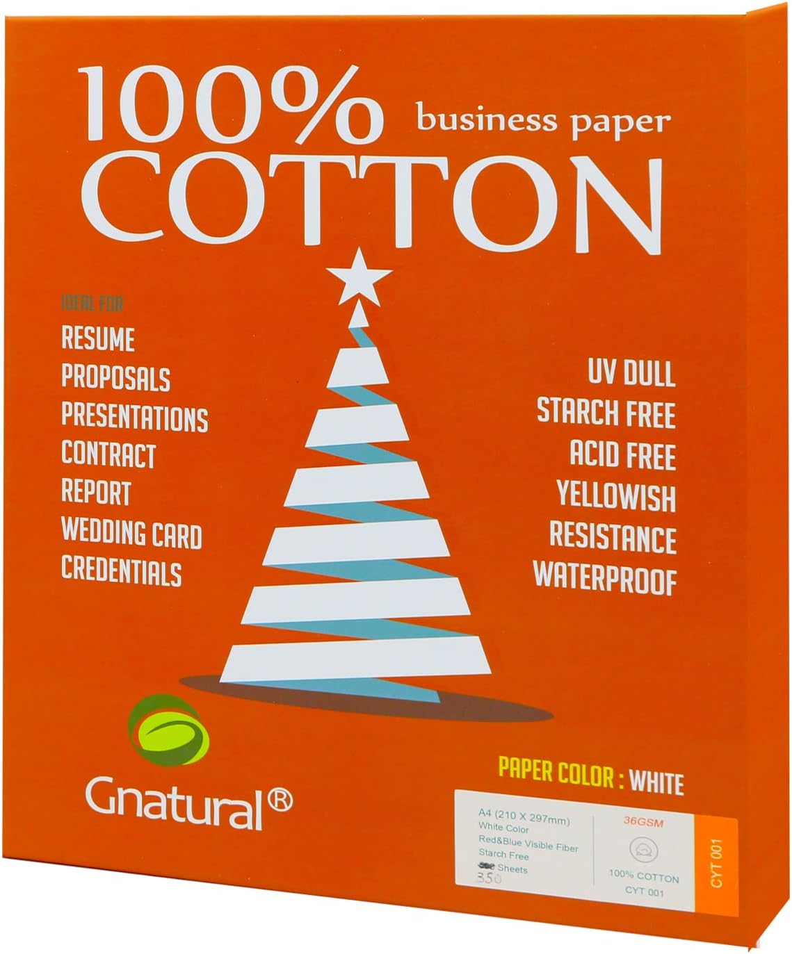 100% cotton paper,8.5 x 11 inch business paper,36GSM inkjet laser printing paper,8.5"x11" white color,350 sheets waterproof paper (36gsm)