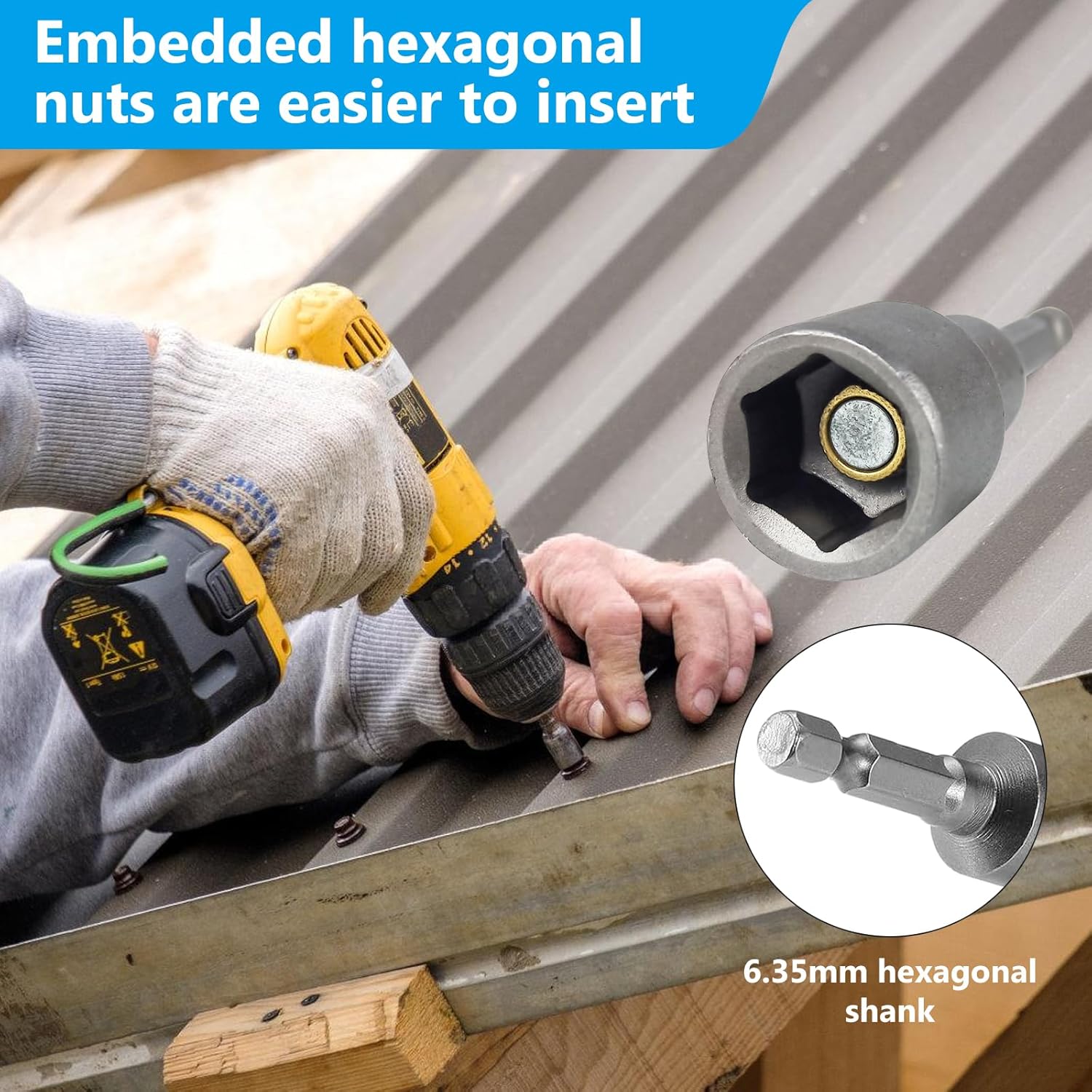 14-Piece Socket Wrench Set: 6-19 mm Magnetic Hex Socket Set, Hexagonal Socket Set for Drill, Cordless Screwdriver