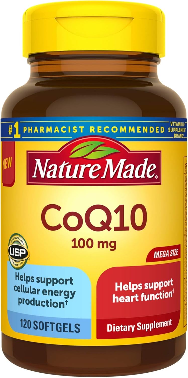 Nature Made CoQ10 100 mg, Dietary Supplements for Heart Health and Cellular Energy Production, 120 Softgels, 120 Day Supply : Health & Household