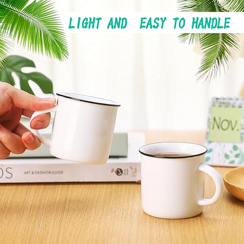 Miniatura 9 de Uiifan 24 tazas de café blancas de cerámica a granel para el hogar, viajes, pequeñas tazas de camping portátiles, tazas vintage de espresso con asa,