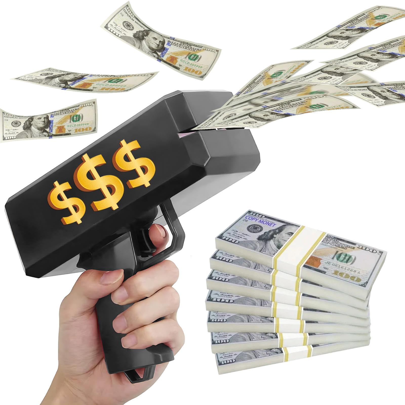 Black Money Gun Prop  Realistic Cash Shooter for Parties, Movies, Games & Events