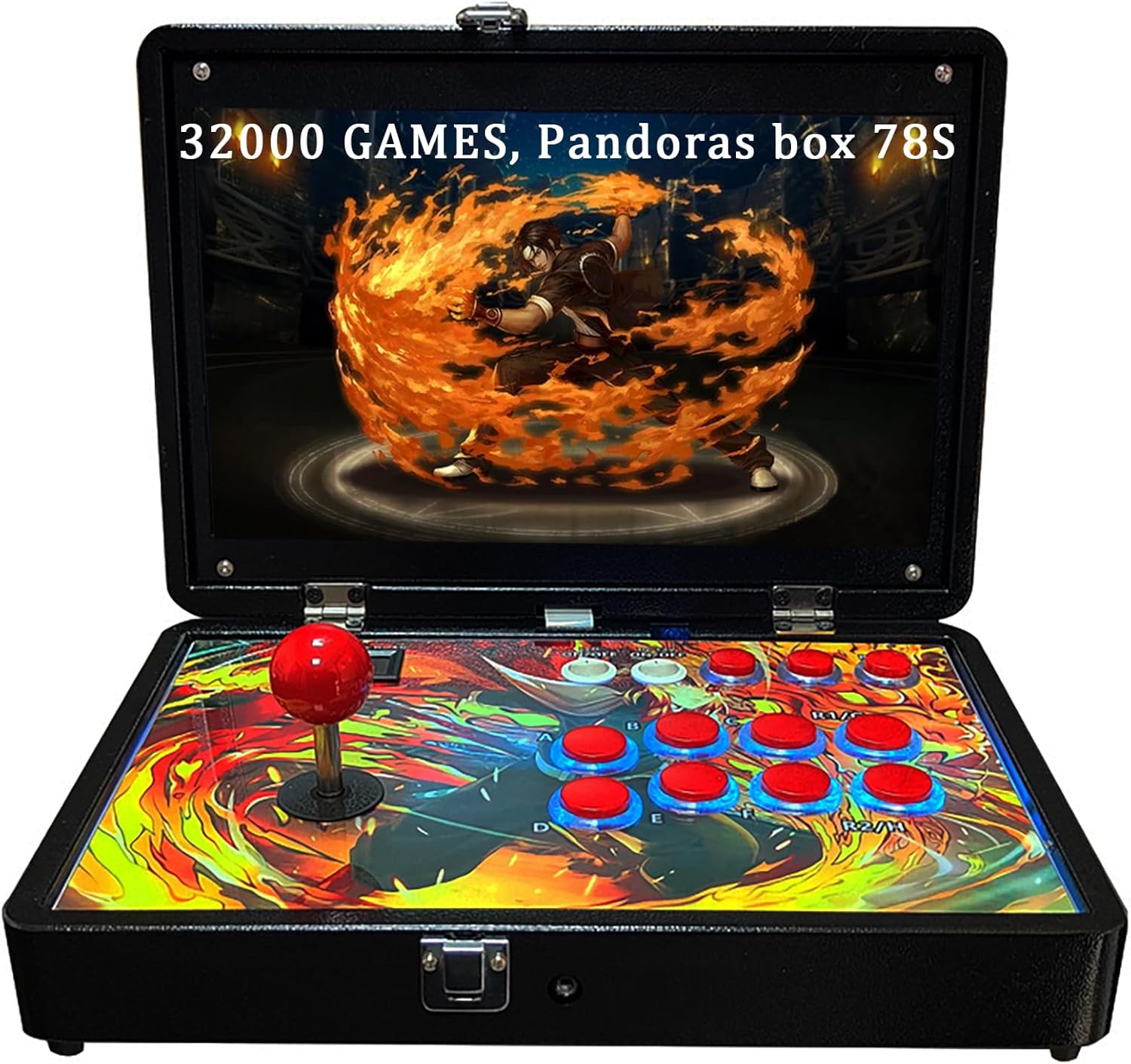 RegiisJoy 36800 in 1 Metal Box Arcade Game Console, 22-inch HD IPS Screen Portable 3D WiFi Pandoras Box W88 pro Retro Folding Gaming Console, Search/Hide/Save/Load/Pause/Add Game