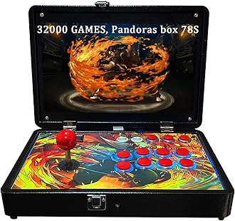 RegiisJoy 32000 in 1 Portable Arcade Game Console, 14-inch HD Screen Metal Box Single Player Pandoras Box 78S,Retro Video Game Machine Search/Hide/Save/Load/Pause Games