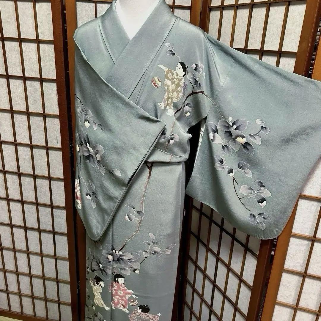 Amazon.co.jp: 正絹 訪問着十日町友禅作家 関口遼一 童子遊び : おもちゃ 