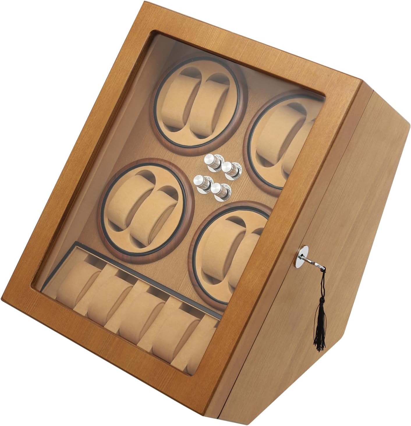 Watch Winder, Automatic Watch Winder Box Watch Spinner with LED Light, Quiet Running Motor and 8+5 Storage Case, Watch Winder Box for Automatic Watches