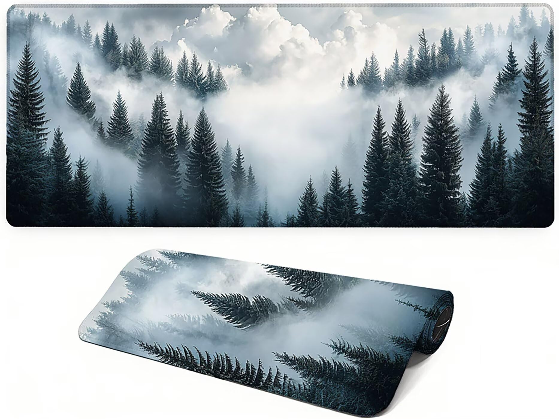 Lpfieonn Wald Großes Schreibtischunterlage, XXL Schreibtischunterlagen, Weiß XXL Wasserdicht Gaming Mousepad mit Vernähter Rand und Rutschfeste Gummibasis, für Laptop/Hause/Büro 120x60cm PF-3309