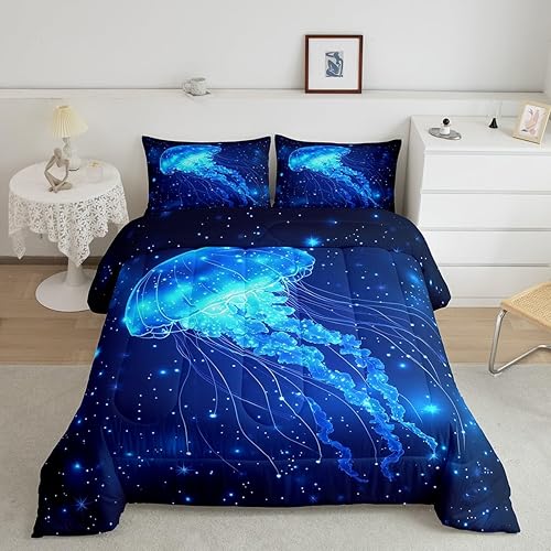 Miniatura 48 de Edredón de plumón de tortuga marina y verde azulado brillante, juego de ropa de cama tamaño Queen para niños y niños, juego de edredón de reptiles