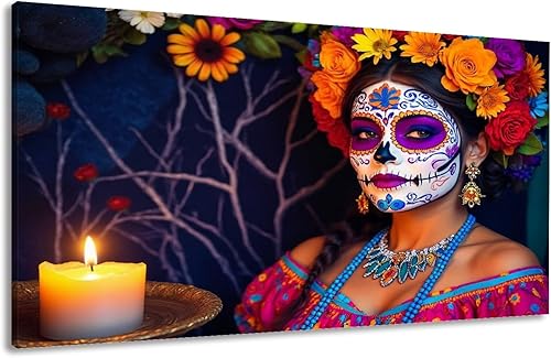 Miniatura 17 de Canvas Wall Art Prints Funny Skeleton Mexicano Culture Skeleton Vaquero Guitarra Halloween Large Framed Artwork Wall Paintings Pictures Posters