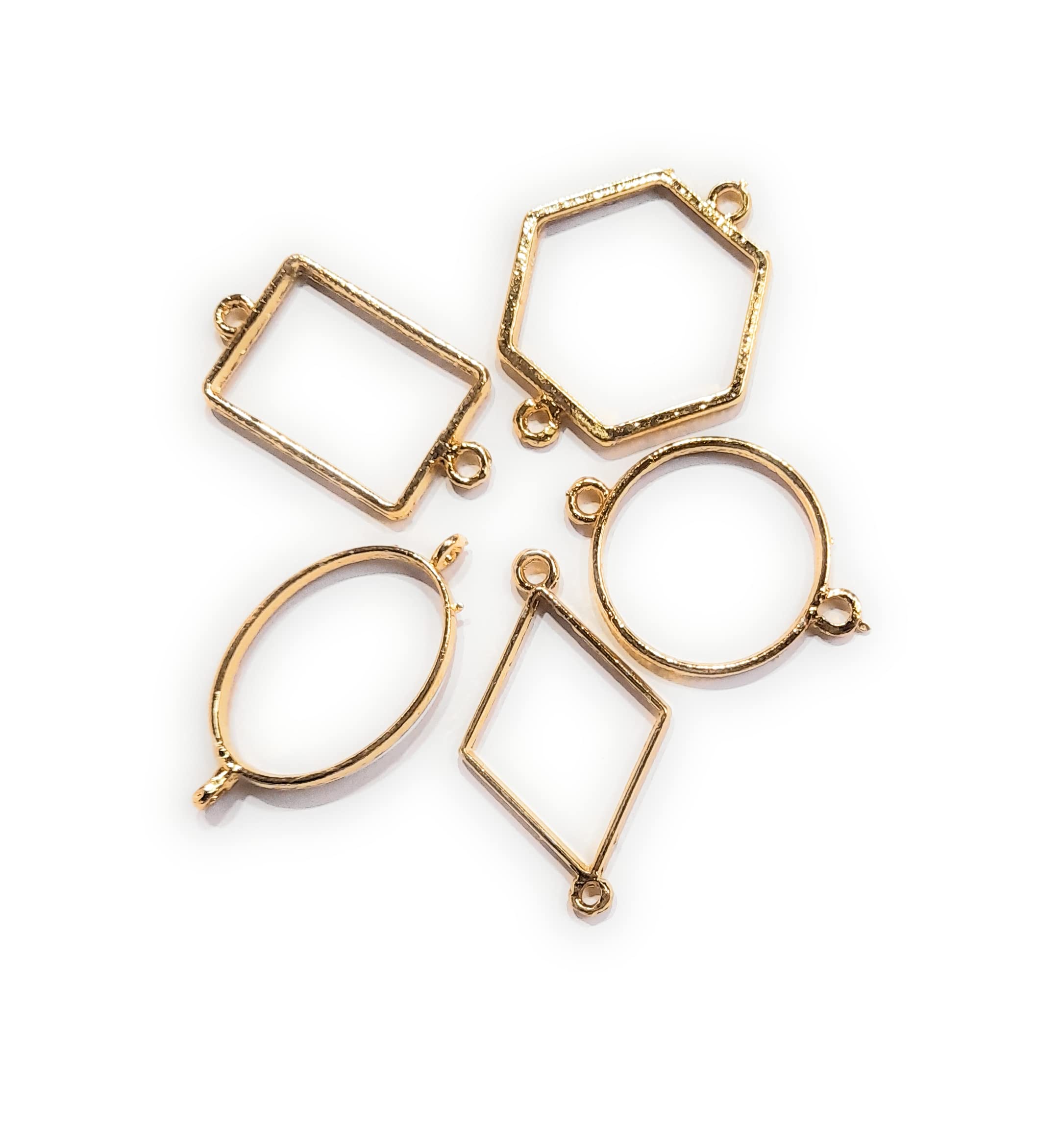Ditya Crafts Rakhi Hexagon Metal Bazzels Mould for Resin Set of 5 Piece DIY Rakhi, Jewellery, Earrings, Keychains Pendant Mould Arts Craft Making (Golden) (Mix 2.5 cm- 4 cm Approx)-image-30