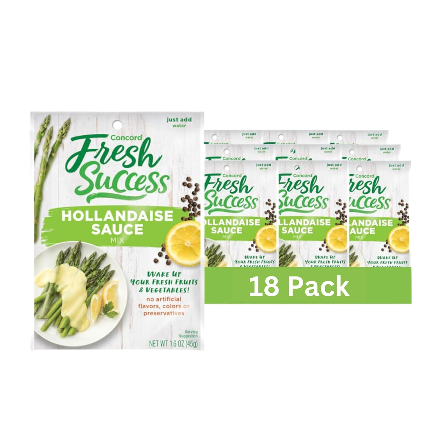 Concord Foods Hollandaise Sauce Mix Indulgent Lemon & Butter Infusion for Gourmet Dining - Elevate Your Meals with Creamy Richness & Zesty Citrus! 1.6 Ounce (Pack of 18)
