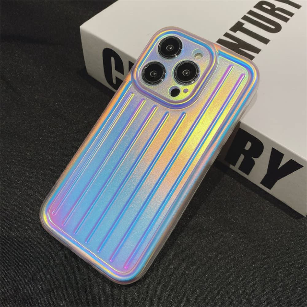 Coque iPhone 14 Pro Max en métal avec design chic à rayures 3D