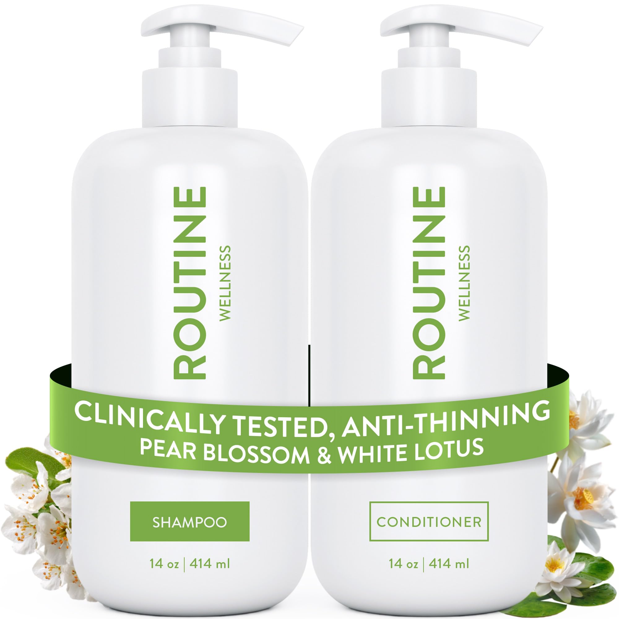 Routine Wellness Anti-Thinning Volumizing Shampoo and Conditioner Set for Thinning Hair & Hair Loss - Grow Your Confidence with Biotin & DHT Blockers