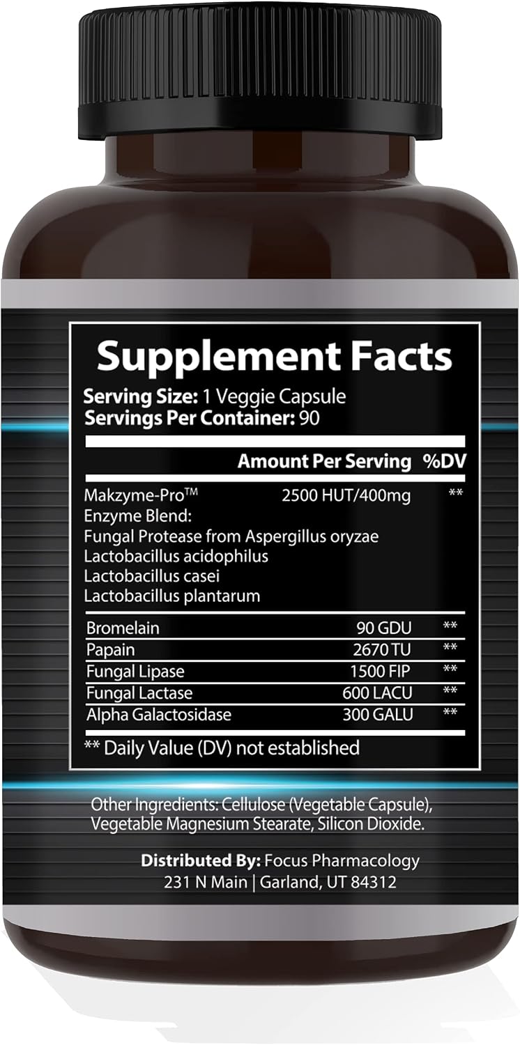 Digestive Enzymes and Probiotics Blend - 180 Ct Protease, Lipase, Lactase, Galactosidase, Acidophilus, Casei, Plantarum
