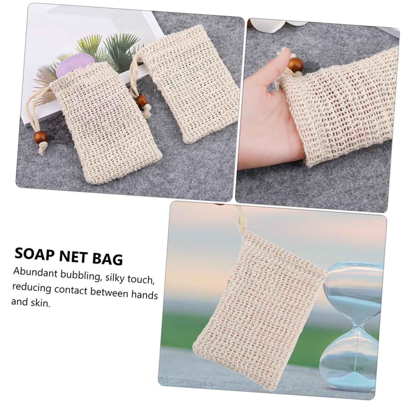 6 Pack Ramie Soap Shower Foaming Nets for Bubble Cleaning