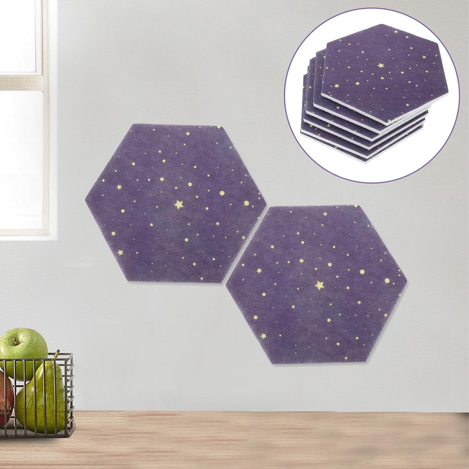 6pcs Hexagon Felt Pin Boards Decorative Bulletin Memo Boards for Home Office Classroom Wall Lightweight for Notes Photos and Messages
