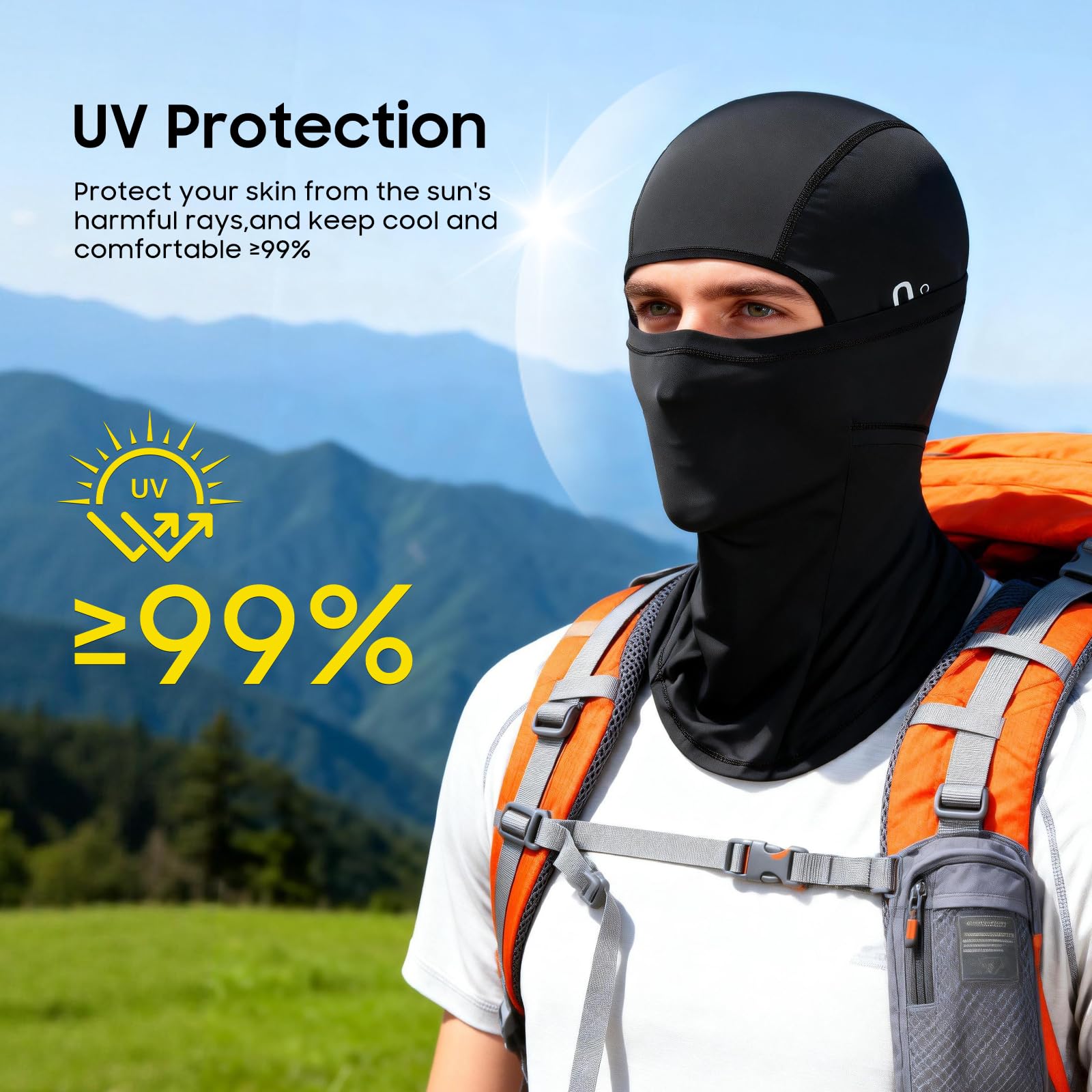 Pasamontañas Moto Verano Transpirable - Máscara Facial Ciclismo con Orificios para Gafas, Protección UV Antiviento para Senderismo Pesca