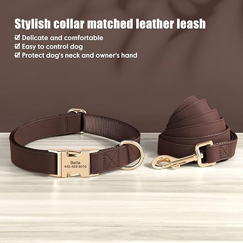Miniatura 35 de PET ARTIST Collar de perro de nailon y piel sintética de color sólido suave, elegante collar básico personalizado para perros lindos, hebilla
