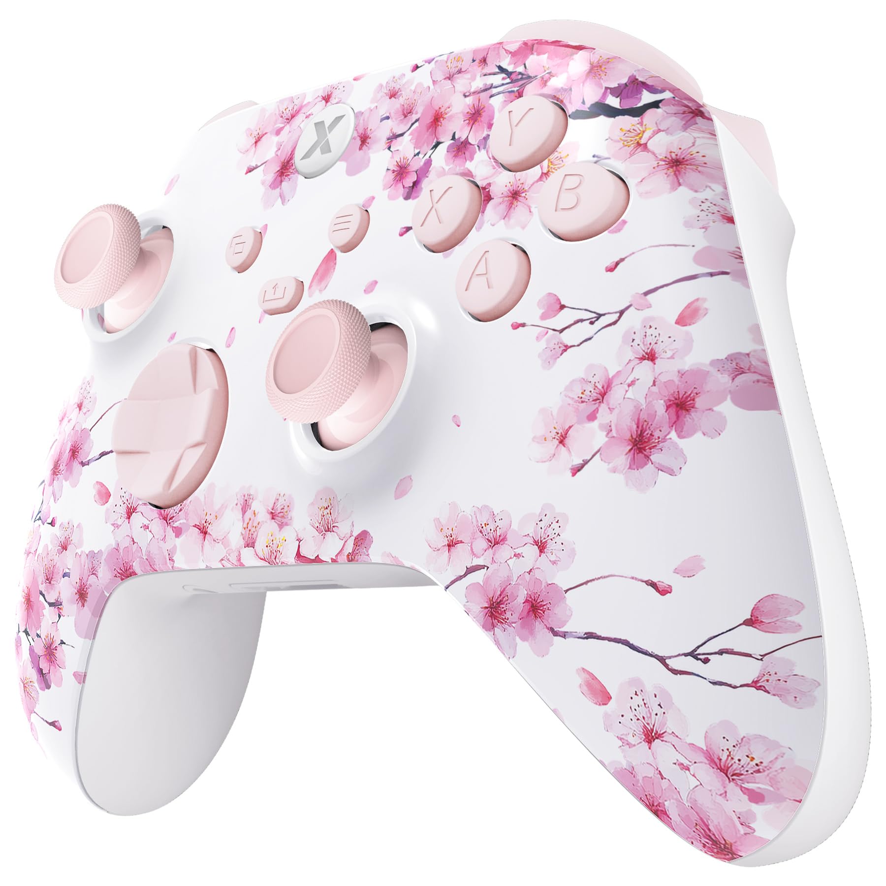 eXtremeRate Coque de Remplacement avec Bouton Complet pour Xbox Series X/S, Coque Avant Arrière avec Bouton Customisé pour Xbox Series X/S Manette, Murmure de Fleur de Cerisier