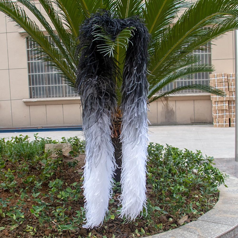 Boa di piume, soffice mazzo di piume, lunghezza circa 2 m, ghirlanda di piume, sciarpa in tinta unita, con piume di struzzo, accessorio per costume Charleston, anni '20, flapper carnevale, nero