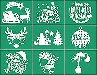 Vista 20 de JAJADO Plantillas autoadhesivas de serigrafía para decoraciones de árboles de Navidad, plantillas de bricolaje para pintar sobre