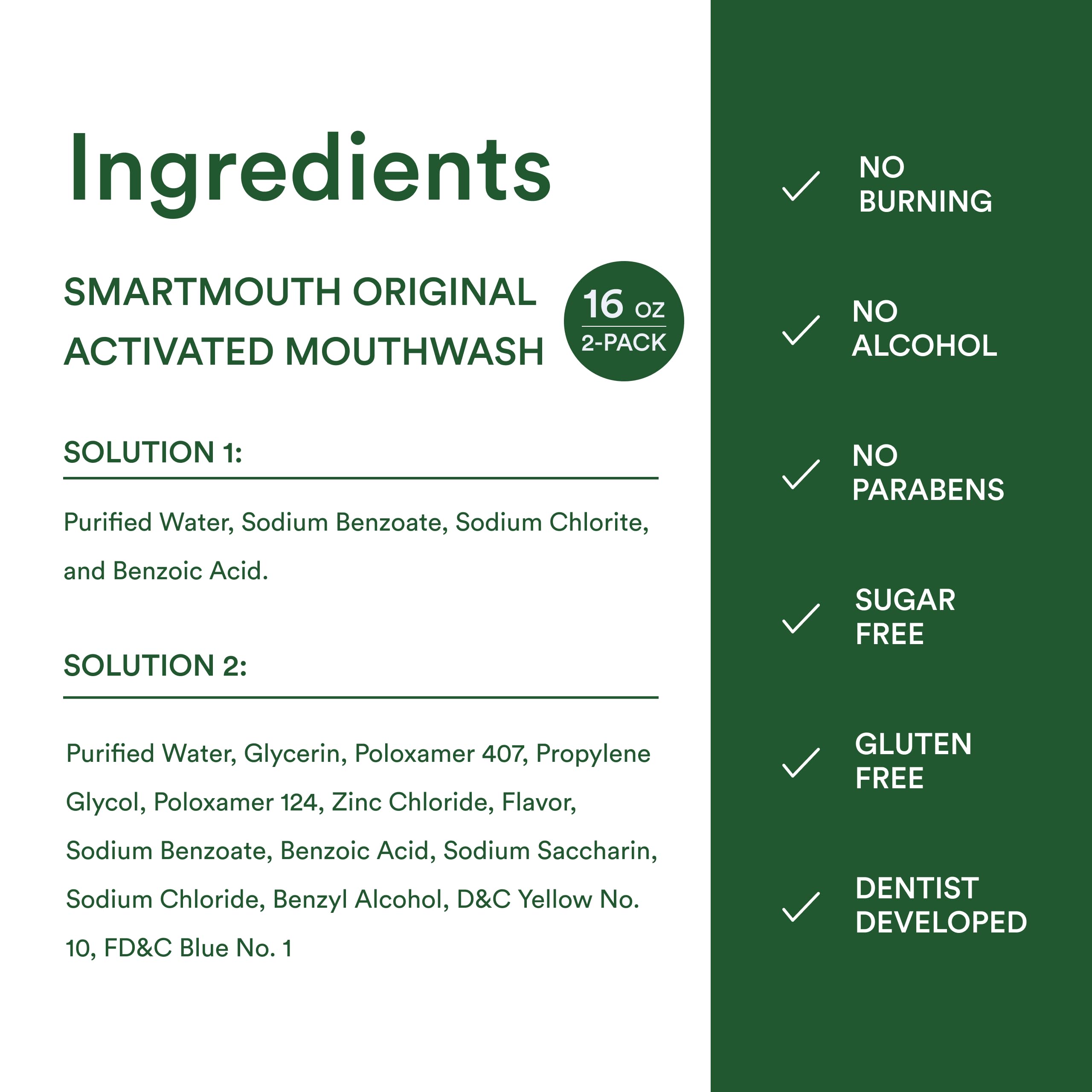 SmartMouth Enjuague bucal, menta fresca - 16 onzas 2 paquete Verde