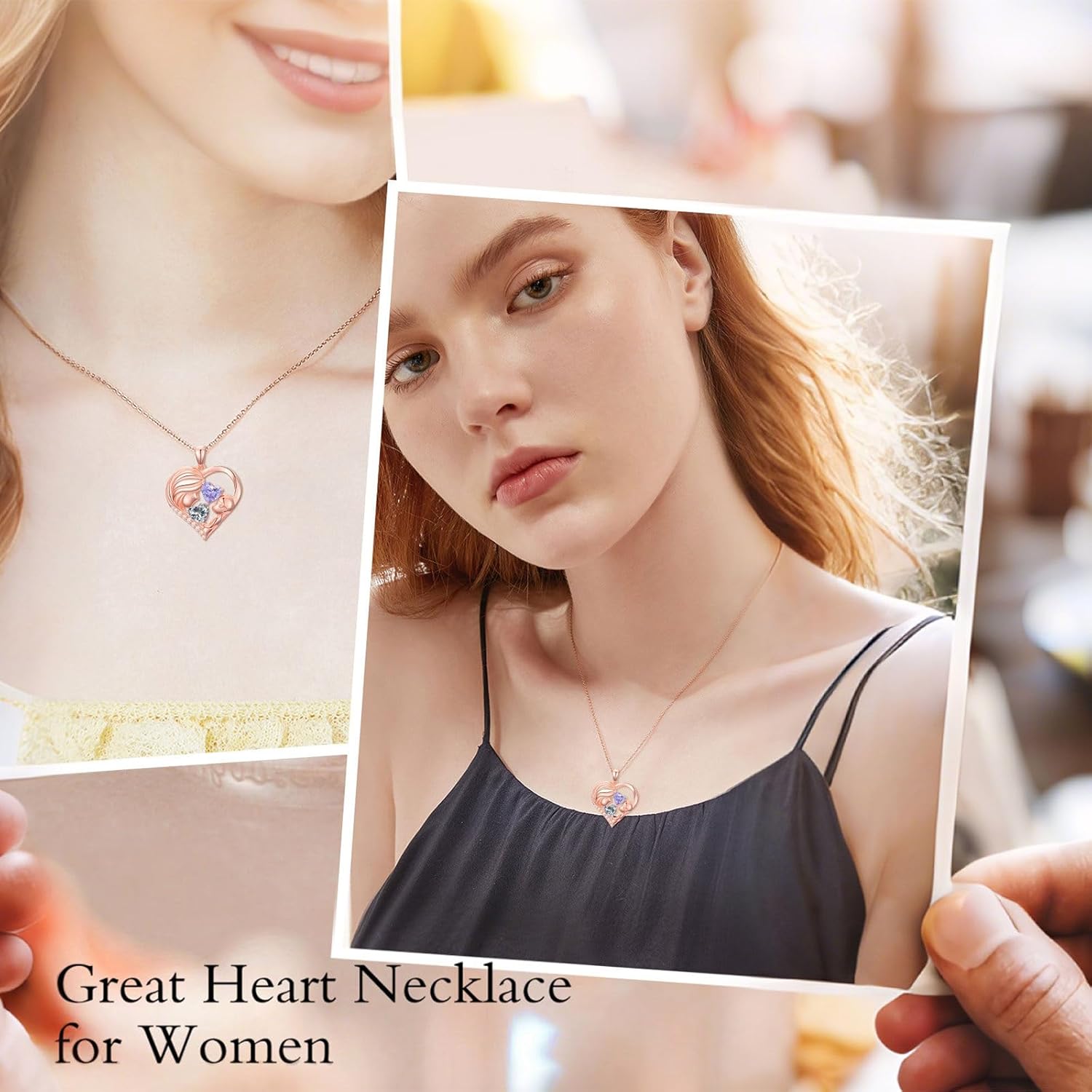 Mother Daughter Birthday Gifts for Her Women Rose Gold Plated Mom Heart Pendant with 12 Months Birthstone Necklace, Christmas Gifts for Mom Daughter, Birthday Mothers Day Gifts Anniversarry Jewelry for Wife Girlfriend Sister - Image 2