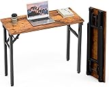 TEMI Small Computer Desk Folding Table - 35.8" Foldable Office Desk, No Assembly, Perfect for Small Spaces in Bedroom, Dorm, or Apartment, Portable Mini Desk or Study Table with Compact Design, Brown